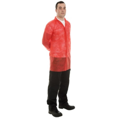 Non-Woven Lab Coat With Velcro - Red XXLarge