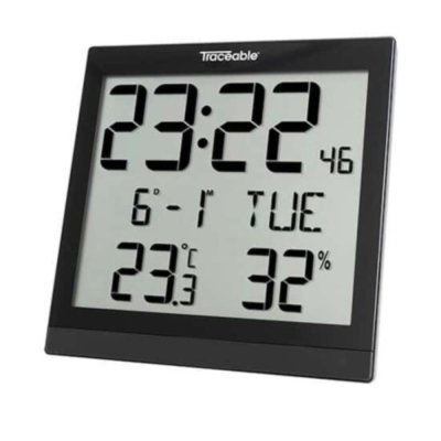 Traceable Analog Wall Clock with Temperature; Humidity Dials; and Calibration