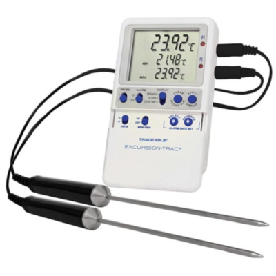 Traceable Excursion-Trac Data Logging Thermometer with Calibration; 2 Stainless Steel Probes