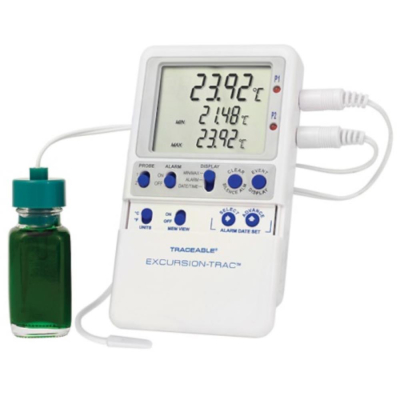 Traceable Excursion-Trac Data Logging Thermometer with Calibration; 1 Bottle/1 Bullet Probe