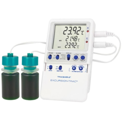 Traceable Excursion-Trac Datalogging Thermometer with Calibration; 2 Plastic Bottle Probes