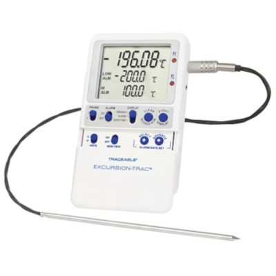 Traceable Excursion-Trac Datalogging Cryogenic Thermometer with Calibration; 1 Stainless Steel Probe