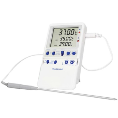 Traceable Extreme-Accuracy Digital Thermometer with Calibration; 37Deg C; 1 Stainless Steel Probe