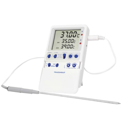 Traceable Extreme-Accuracy Digital Thermometer with Calibration; 0/25/37Deg C; 1 Stainless Steel Pro