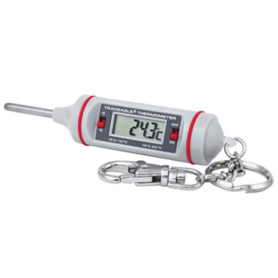 Traceable Digital Pocket Thermometer with Calibration; 302Deg F; Mini Key Chain