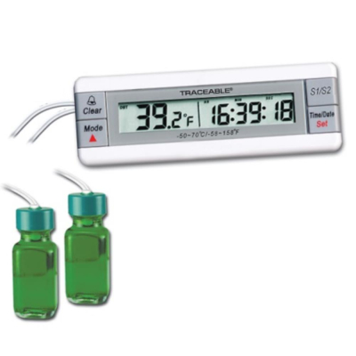 Traceable Two-Channel Digital Thermometer with Calibration; 2 Bottle Probes