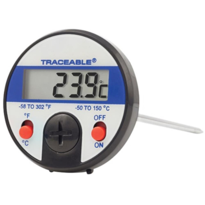 Traceable Jumbo-Display Thermometer with Calibration; +/-0.3Deg C accuracy at tested points; 1 Pierc