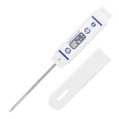 Traceable Waterproof Food Thermometer with Calibration; +/-0.4Deg C accuracy at tested points