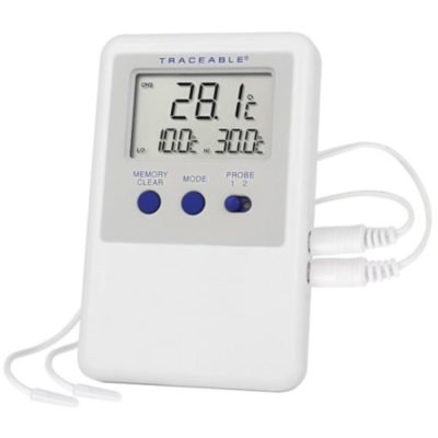 Traceable Ultra Refrigerator/Freezer Thermometer with Calibration; 2 Bullet Probes