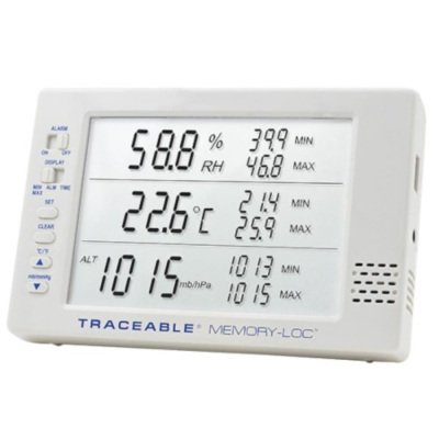 Traceable Memory-Loc Thermohygrometer with Barometer and Calibration