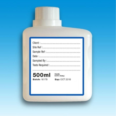 Sample Bottles EDTA Dosed Sterile White Cap 500ml Sample Bottles EDTA Dosed Sterile White Cap 500ml