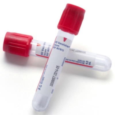 BD Vacutainer Serum Tube with Silica and Red Hemogard Closure 10mL