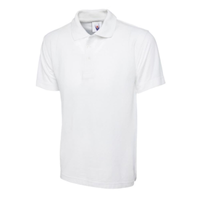 White Unisex Polo Shirt 50% Polyester 50% Cotton Size 5XLarge