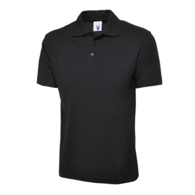 Black Unisex Polo Shirt 50% Polyester 50% Cotton Size 5XLarge