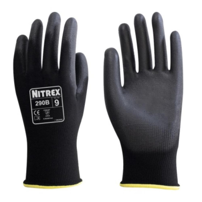 Unigloves 290B PU Palm Coated Gloves - Black