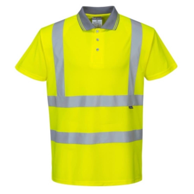 Mens Yellow Hi-Vis Short Sleeve Polo Shirt