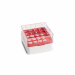 ClearLine Polycarbonate Cryogen Box 25 Places 76x76mm for 1.2 and 2mL Tubes - Red Grid