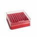 ClearLine Polycarbonate Cryogen Box 100 Places 132x132mm for 1.2 and 2mL Tubes - Red Bottom