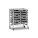 Gratnells Double Column Adjustable Trolley 850mm Set 01 White with Light Grey Trays and Runners