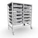 Gratnells Double Column Adjustable Trolley 850mm Set 01 White with Translucent Trays and Runners