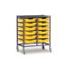 Gratnells Double Column Adjustable Trolley 850mm Set 01 Gratnells Grey with Sunshine Yellow Trays an