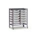 Gratnells Double Column Adjustable Trolley 850mm Set 01 Gratnells Grey with Light Grey Trays and Run