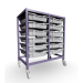 Gratnells Double Column Adjustable Trolley 850mm Set 01 Gratnells Grey with Translucent Trays and Ru