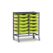 Gratnells Double Column Adjustable Trolley 850mm Set 01 Gratnells Grey with Lime Jolly Trays and Run