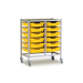 Gratnells Double Column Adjustable Trolley 850mm Set 01 Silver with Sunshine Yellow Trays and Runner