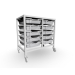 Gratnells Double Column Adjustable Trolley 725mm Set 01 White with Translucent Trays and Runners