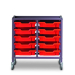 Gratnells Double Column Adjustable Trolley 725mm Set 01 Gratnells Grey with Tropical Orange Trays an