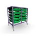 Gratnells Double Column Adjustable Trolley 725mm Set 01 Gratnells Grey with Grass Green Trays and Ru