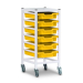Gratnells Single Column Adjustable Trolley 850mm Set 01 White with Sunshine Yellow Trays