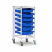Gratnells Single Column Adjustable Trolley 850mm Set 01 White with Royal Blue Trays