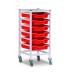 Gratnells Single Column Adjustable Trolley 850mm Set 01 White with Flame Red Trays