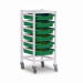 Gratnells Single Column Adjustable Trolley 850mm Set 01 White with Grass Green Trays