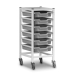 Gratnells Single Column Adjustable Trolley 850mm Set 01 White with Light Grey Trays