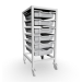 Gratnells Single Column Adjustable Trolley 850mm Set 01 White with Translucent Trays