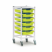 Gratnells Single Column Adjustable Trolley 850mm Set 01 White with Lime Jolly Trays