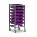Gratnells Single Column Adjustable Trolley 850mm Set 01 Gratnells Grey with Plum Purple Trays