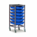 Gratnells Single Column Adjustable Trolley 850mm Set 01 Gratnells Grey with Royal Blue Trays