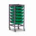 Gratnells Single Column Adjustable Trolley 850mm Set 01 Gratnells Grey with Grass Green Trays