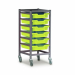 Gratnells Single Column Adjustable Trolley 850mm Set 01 Gratnells Grey with Lime Jolly Trays