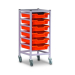 Gratnells Single Column Adjustable Trolley 850mm Set 01 Silver with Tropical Orange Trays