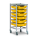 Gratnells Single Column Adjustable Trolley 850mm Set 01 Silver with Sunshine Yellow Trays