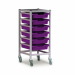 Gratnells Single Column Adjustable Trolley 850mm Set 01 Silver with Plum Purple Trays