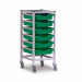 Gratnells Single Column Adjustable Trolley 850mm Set 01 Silver with Grass Green Trays